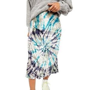 Free people midi tie-dye velvet skirt